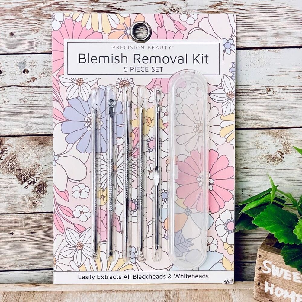 Precision beauty 5 pc set blemish removal kit extracts removes blackheads & case